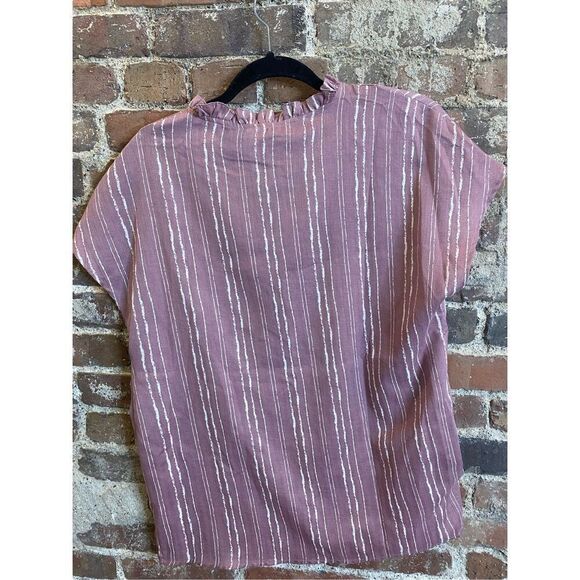 Arianna by Howard’s NWT Pink Mauve White Lines Drop Shoulder Blouse Top Women’s - Picture 7 of 8
